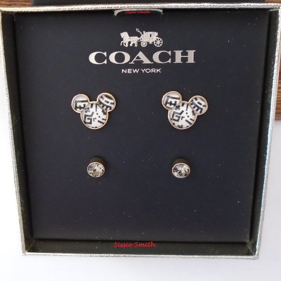 NWT Coach Disney Mickey Mouse X Keith Haring Stud Earrings Set - Picture 1 of 7